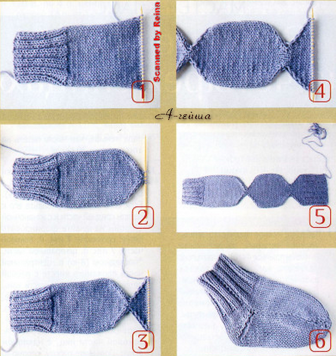 Как вязать носки двумя спицами