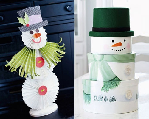 Как сделать новогоднего снеговика из картона и бумаги, фото